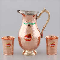 Fancy Copper Jug With Glass Set