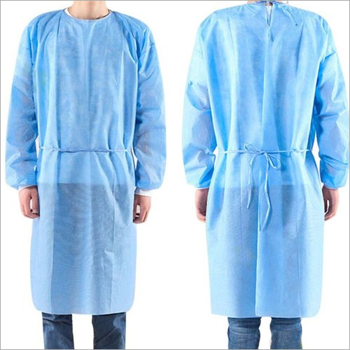 Hospital PPE Gown - Non-Woven Synthetic Fabric, Standard Size, Sky Blue Color | Unisex Design for Hospital and Clinic Usage