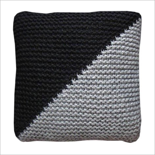 Black Hand Knitted Cushion