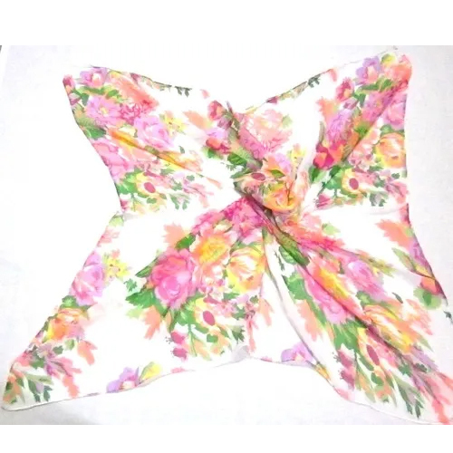 Chiffon Printed Square Scarves - Size 100x100 cm | Custom Designs, Silk Material, Short Length, Ideal for Promotions