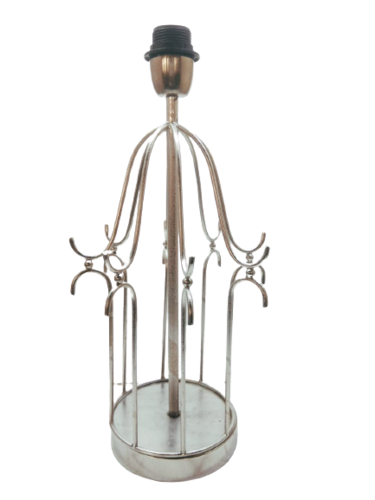 Table Lamp - Metal, 20-30 cm Height, Silver Color, 10-15 cm Base Diameter, E27 Bulb | Soft Ambient Lighting for Homes, Offices, Hotels