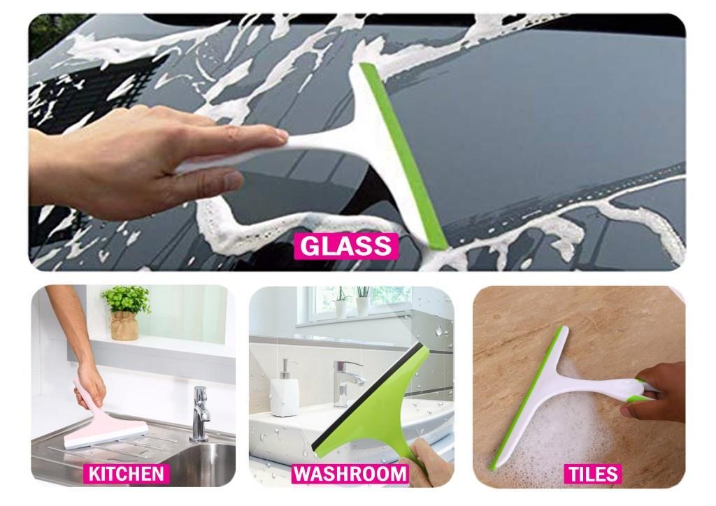 Hand-held Non-slip Wiper - Plastic, 20x23 Cm , Multi-colored For Effortless Window, Tile, And Surface Cleaning