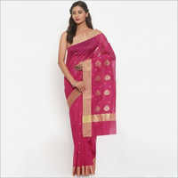 Festive Ladies Pink Chanderi Saree