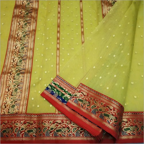 लेडीज पार्टी वियर चंदेरी सिल्क साड़ी