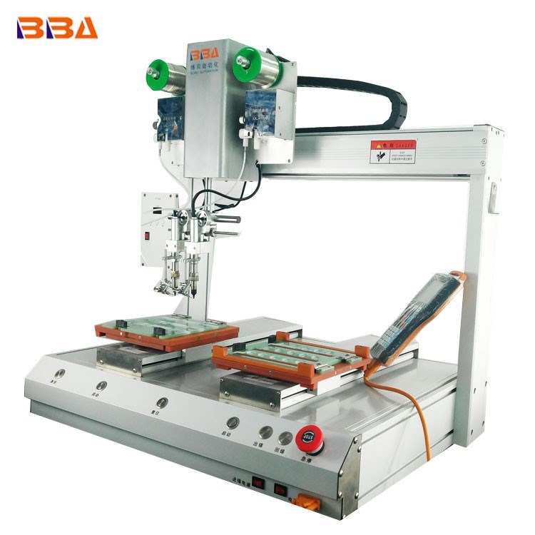 Silver Double Head And Double Station Automatic Soldering Machine For Manufacturing Plant