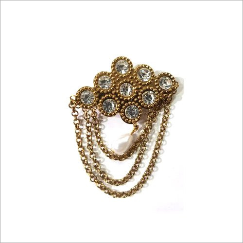 Designer Brooch Pin - Metal, 3 Inch, Golden | Ideal for Men, Perfect for Weddings, Engagements, Anniversaries, Gifts, and Parties