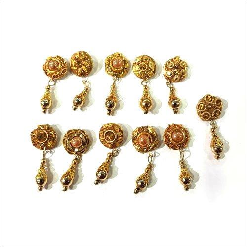 Fancy Metal Button - Metal, 100 Pieces Packet | Round, Golden, Fancy Style