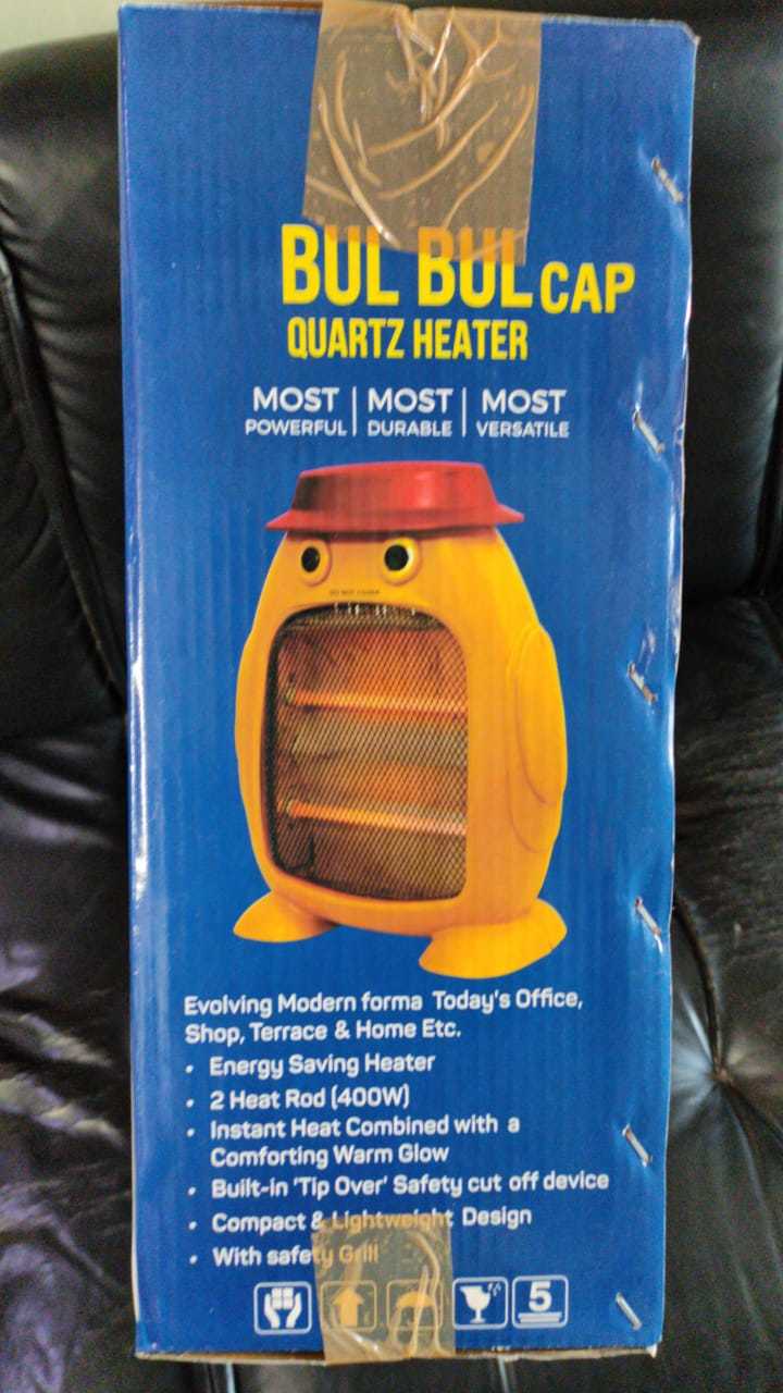 Energy Saving Quartz Heater - 2 Heat Rods (400w), Instant Heat With Safety Grill And Tip-over Cut Off Feature