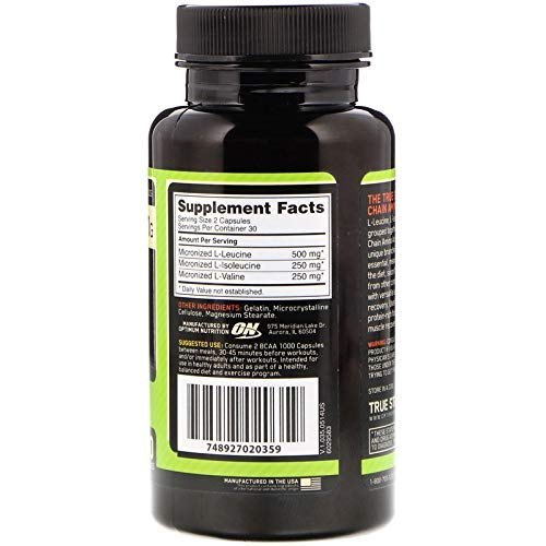 Optimum Nutrition Bcaa 1000 Caps1000 Mg - 60 Capsules Efficacy: Promote Healthy & Growth