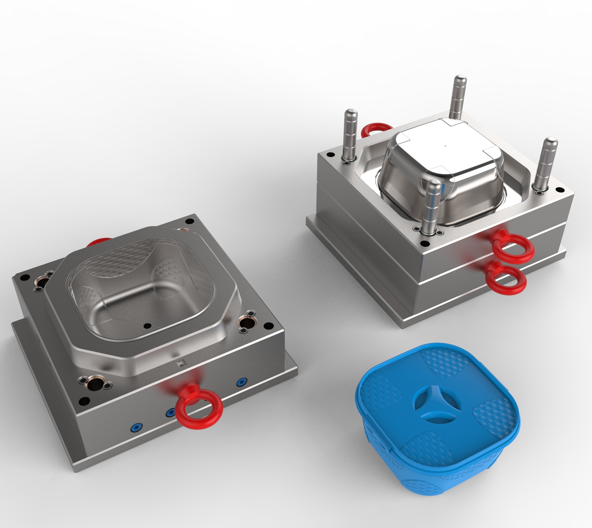 Plastic Square Container Mould - Ppmaterial, 1 Cavity Design | Hot Runner Point Gate, Stripper Ejection, 1 Million Shots Mould Life
