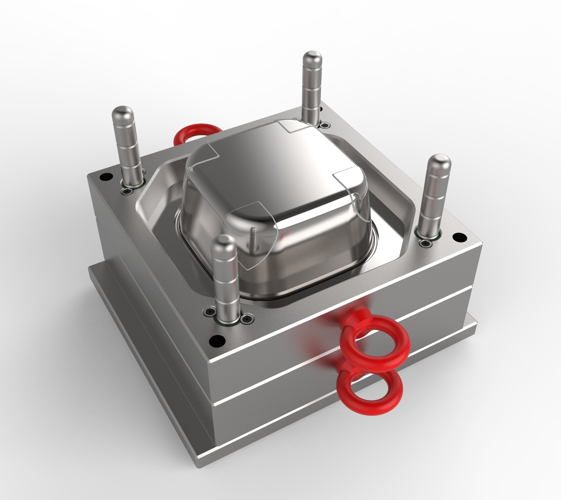 Plastic Square Container Mould - Ppmaterial, 1 Cavity Design | Hot Runner Point Gate, Stripper Ejection, 1 Million Shots Mould Life