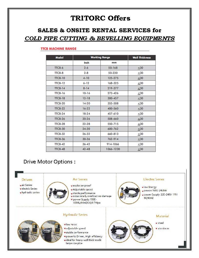 Pipe Cutting & Beveling Services (Cold Cutting Rental )