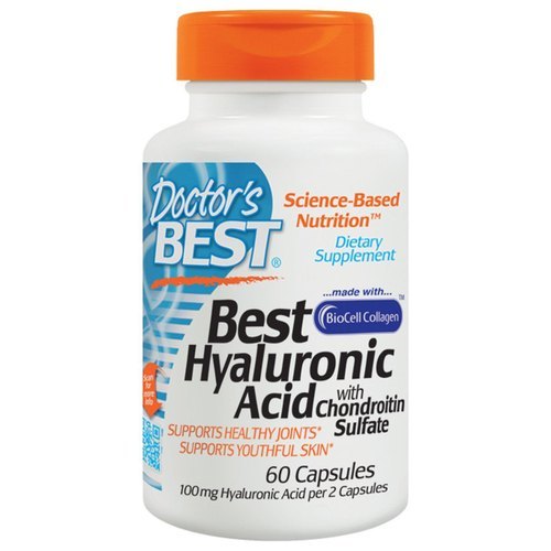Doctors Best Hyaluronic Acid - 60 Capsules, Promotes Youthful Skin & Joint Function with Chondroitin Sulphate BioCell Collagen