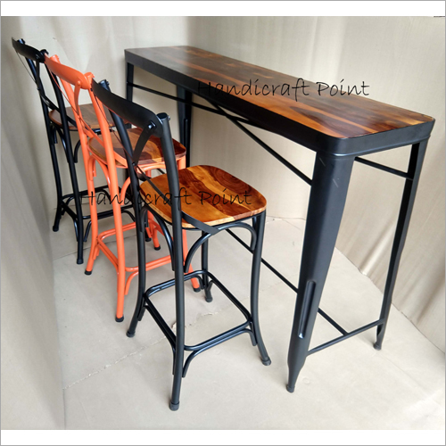 Solid Wood And Metal Bar Set