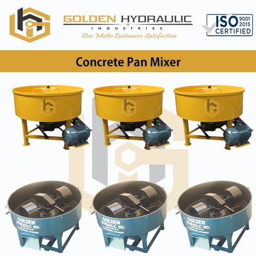 Concrete Pan Mixer - 1000 Liters Capacity, Steel Build, 5 HP Motor Power, 30 RPM Rotation Speed, 1500 x 1500 x 1200 mm Dimensions, 500 kg Weight, 220 V Voltage