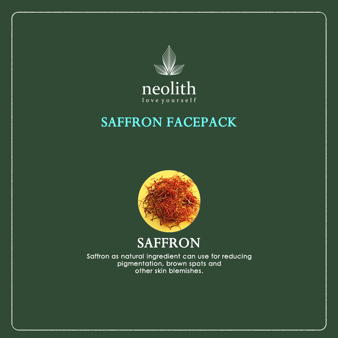 Neolith Saffron Face Pack - 100% Herbal Cream Instant Glow & Radiance Boost For All Skin Types Alcohol Free Anti-aging & Skin Lightening Benefits
