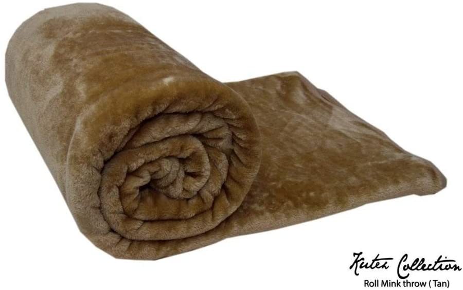 Radisson Luxury Faux Fur Mink Fleece Throw - 150x200 Cm, Soft Warm Plush Blanket In Ochre Yellow With Mustard Hints, Ideal For King Size Bed Or Large Couch, Flexible Use For Home, Travel, And Pets