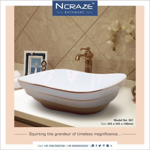 Exclusive Table Top Basin - Ceramic, 455x345x140mm | Glossy Finish, Multi Colours, Easy To Clean