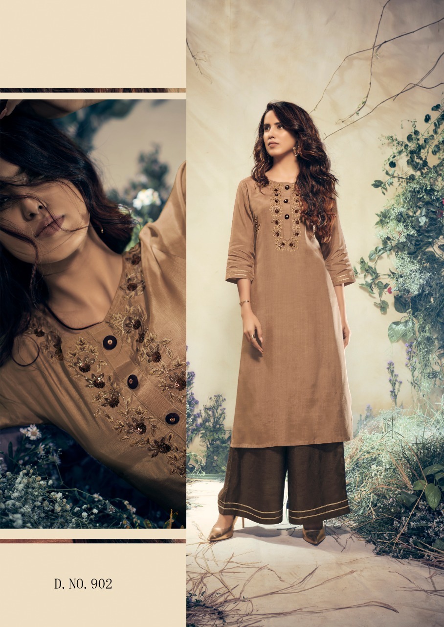 Vintage Viscose Kurta Set - Pure Fabric With Muslin Pants, Ladies Casual Wear - Sizes M, L, Xl, 2xl, Handwork Design, Printed Pattern, All-season Washable