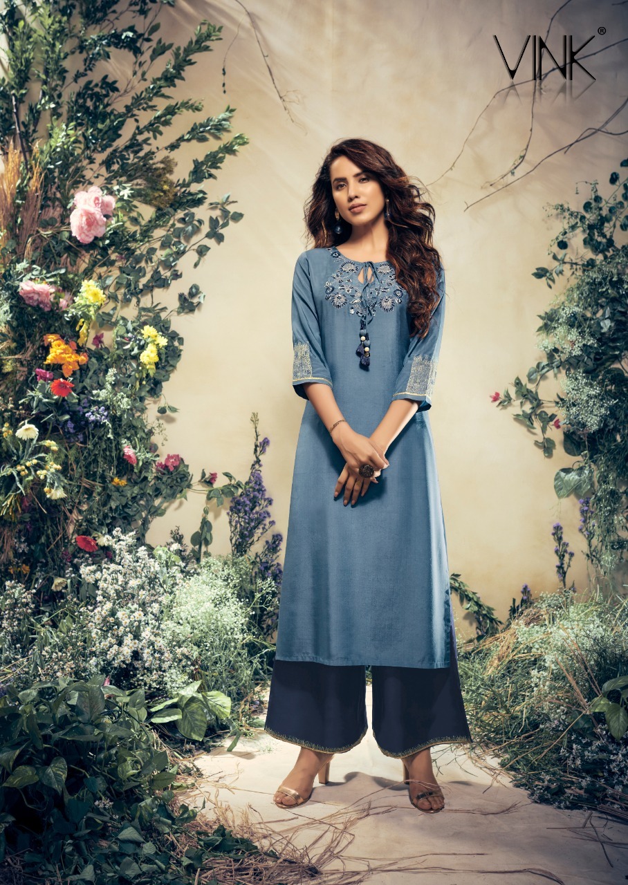 Vintage Viscose Kurta Set - Pure Fabric With Muslin Pants, Ladies Casual Wear - Sizes M, L, Xl, 2xl, Handwork Design, Printed Pattern, All-season Washable
