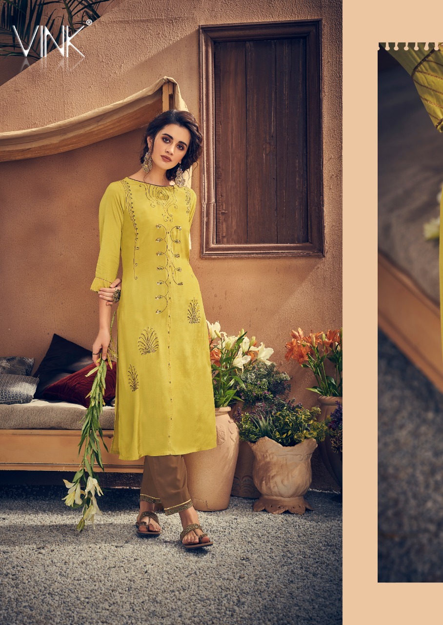 Vintage Viscose Kurta Set - Pure Fabric With Muslin Pants, Ladies Casual Wear - Sizes M, L, Xl, 2xl, Handwork Design, Printed Pattern, All-season Washable