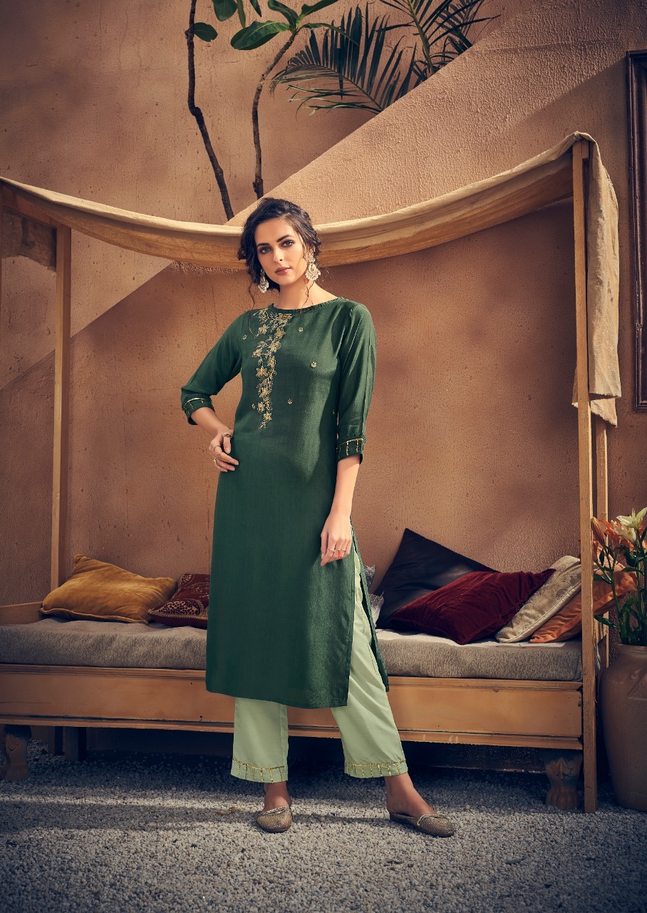 Vintage Viscose Kurta Set - Pure Fabric With Muslin Pants, Ladies Casual Wear - Sizes M, L, Xl, 2xl, Handwork Design, Printed Pattern, All-season Washable