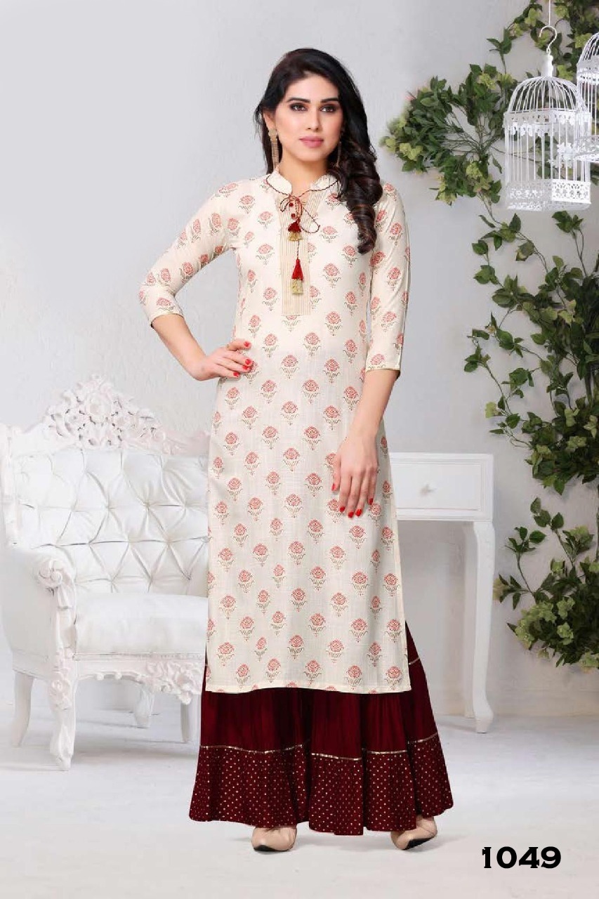 Sarara Rayon Printed Kurtis Set - Color: As Per Catalog