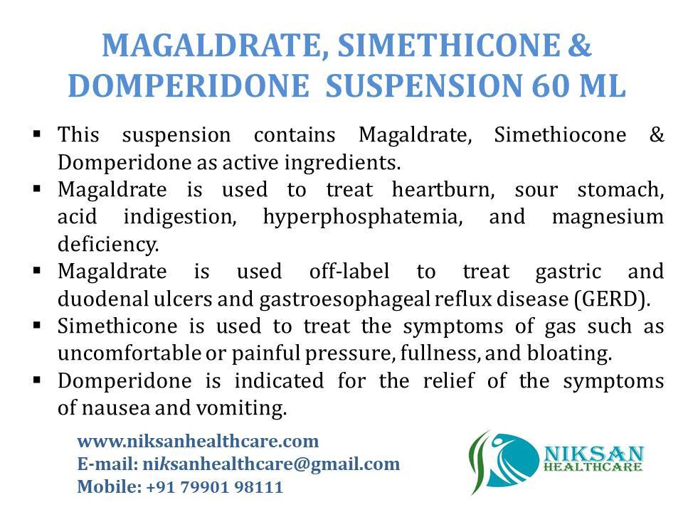 Magaldrate, Simethicone &Domperidone Suspension 60 Ml Drug Solutions