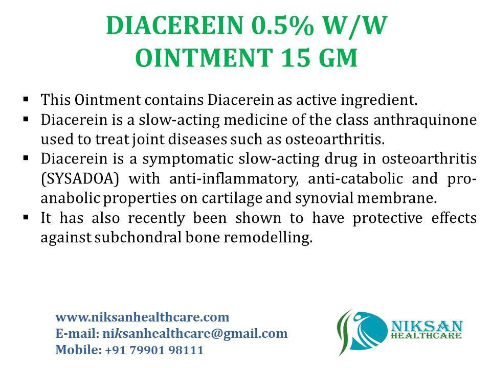 Diacerein 0.5% W/w Ointment 15 Gm Cas No: 13739-02-1