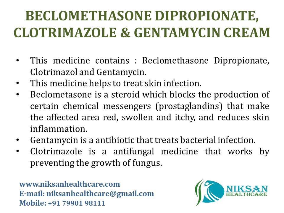 Beclomethasone Dipropionate, Clotrimazole & Gentamicin Cream - 15 Gm | Anti-inflammatory, Topical Application For All Ages, Stored In Cool Place