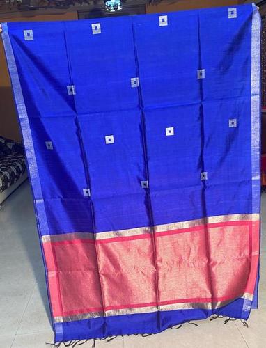 पार्टी वियर प्योर डुपियन रॉ सिल्क हैंडलूम साड़ी, पूरे बॉक्स में बुने हुए, जरी से बुने हुए पल्लू के साथ.