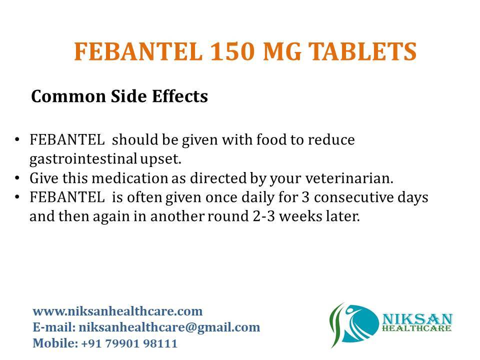 Febantel 150 Mg Tablets - General Medicines | Dosage Guidelines: Two Times Per Day With Milk Or Water, Storage Instructions: Store In Cool And Dry Place, Recommended For Gastrointestinal Nematodes And Lungworms
