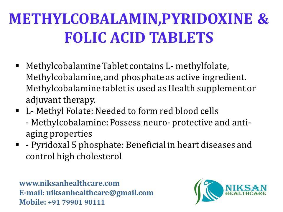 Methylcobalamin, Pyridoxine & Folic Acid Tablets General Medicines
