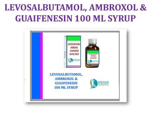 लेवोसालबुटामोल, एंब्रॉक्सोल और गाइफेनेसिन 100 मिलीलीटर सिरप सामान्य दवाएं