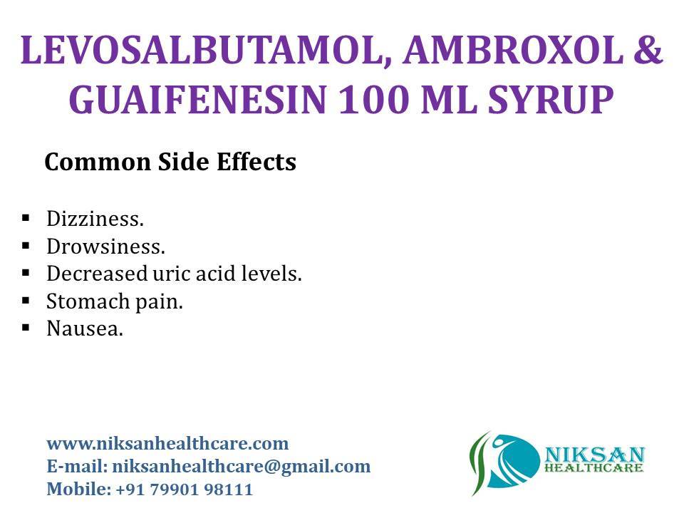 Levosalbutamol, Ambroxol & Guaifenesin 100 Ml Syrup General Medicines