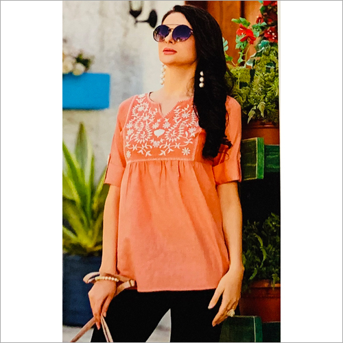 Ladies Plain Top - Cotton Blend, Various Sizes and Colors | Casual Dress Type, Short Sleeves, All Season Wear, Easy Washable