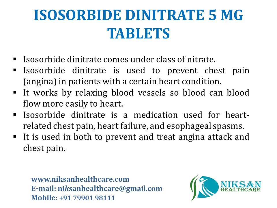 Isosorbide Dinitrate 5 Mg Tablets General Medicines