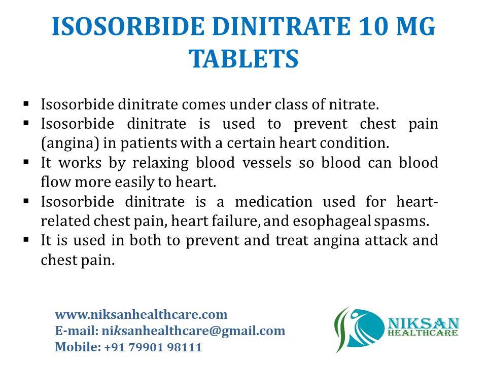 Isosorbide Dinitrate 10 Mg Tablets General Medicines