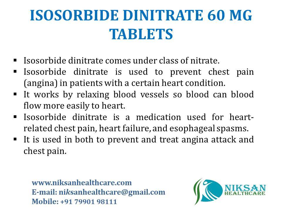 Isosorbide Dinitrate 60 Mg Tablets General Medicines