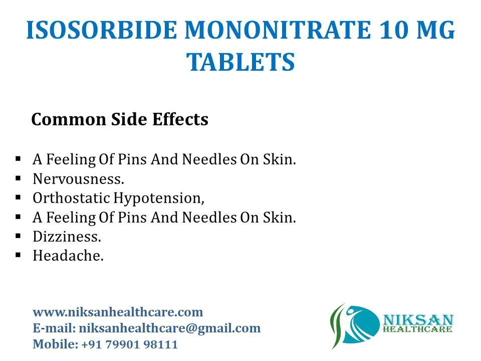 Isosorbide Mononitrate 10 Mg Tablets General Medicines
