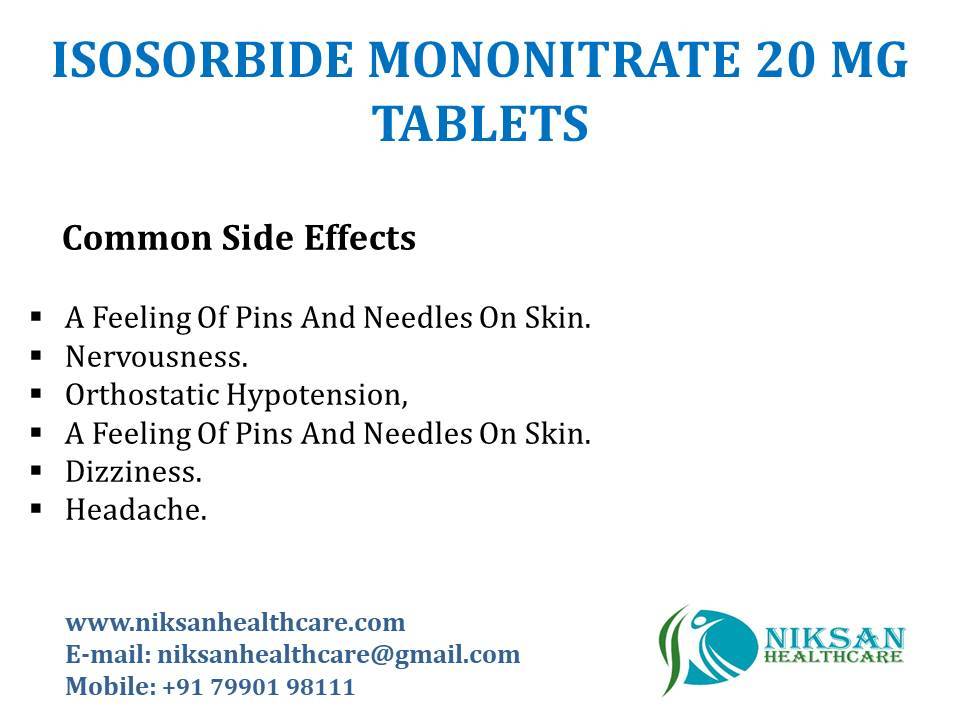Isosorbide Mononitrate 20 Mg Tablets General Medicines