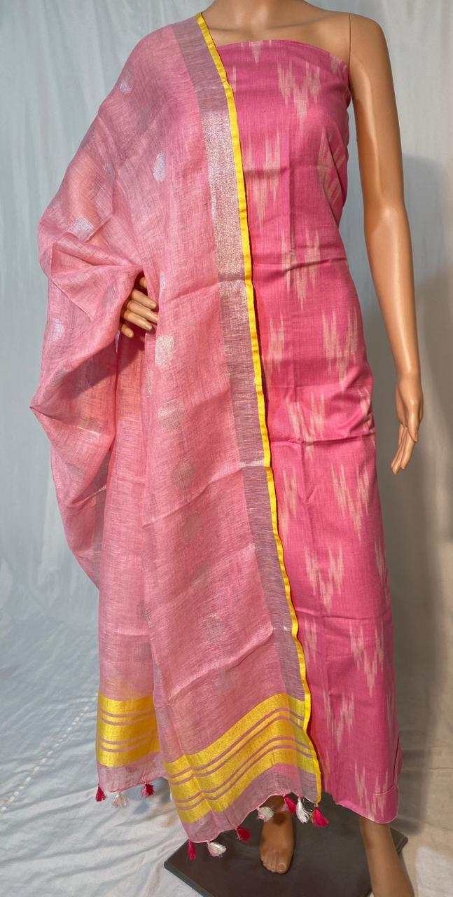 Pure Linen By Linen Dobby Weaving Long Dupatta With Ikkat Top 2.5 Mtrs - Silk Material, 2.5 Mtrs Length, Ethnic Pattern | Suitable For All Seasons