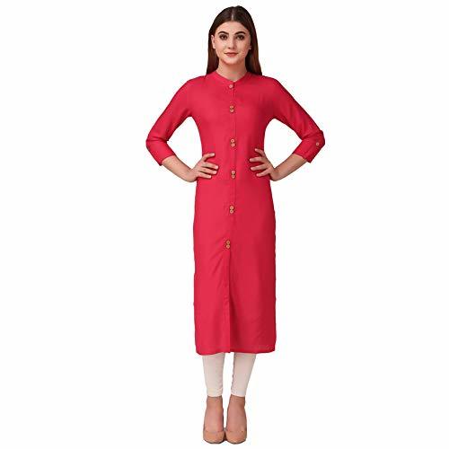 Women Cotton Solid Kurta - 42 Inch Length, 3-4th Sleeve, Available In Olive Green, Maroon, Sky Blue, Black, Mustard Yellow, And Red | Perfect For Casual, Wedding, Party Wear And Special Occasions