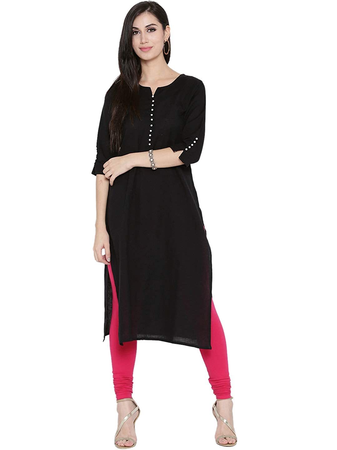Women Cotton Solid Kurta Bust Size: 34.0-44.0 Inch (In)