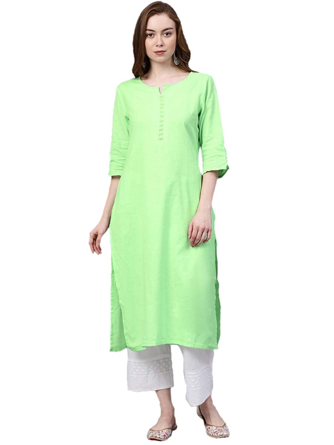 Women Cotton Solid Kurta Bust Size: 34.0-44.0 Inch (In)