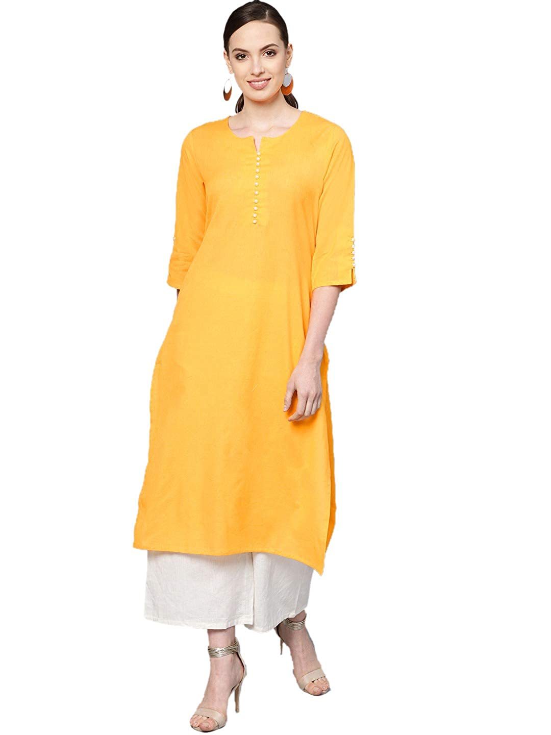 Women Cotton Solid Kurta Bust Size: 34.0-44.0 Inch (In)