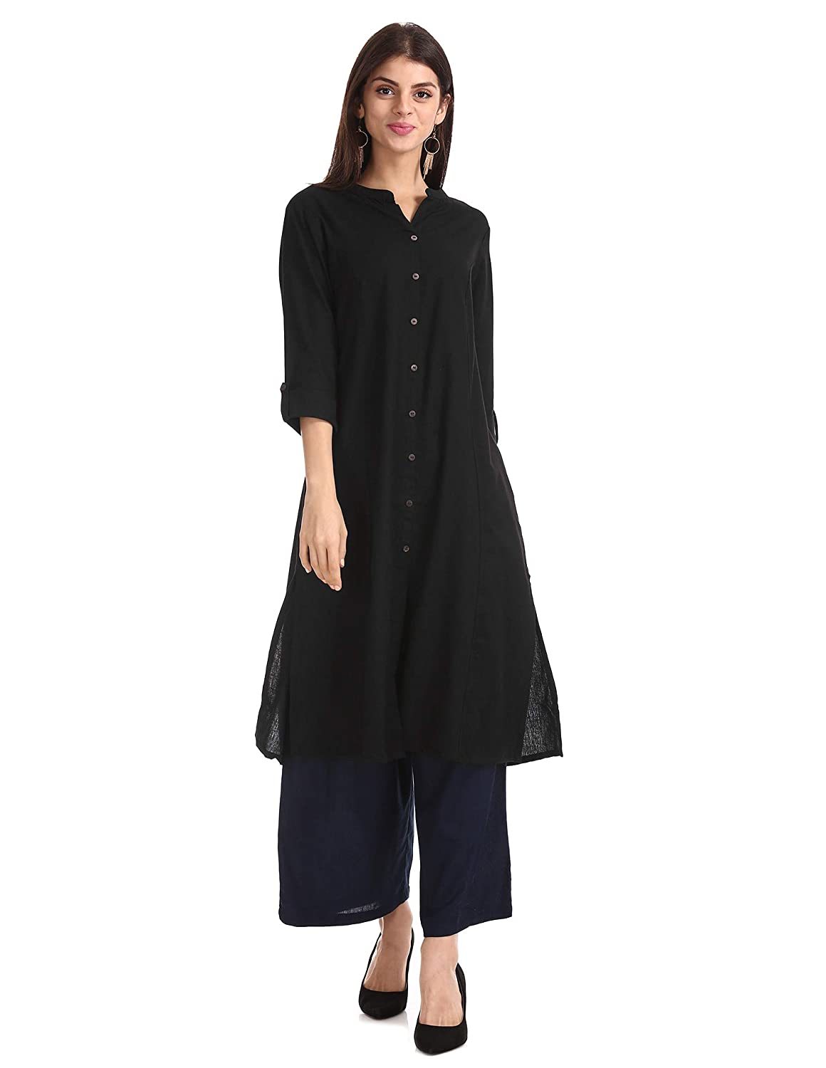 Women Cotton Solid Kurta Bust Size: 34.0-44.0 Inch (In)