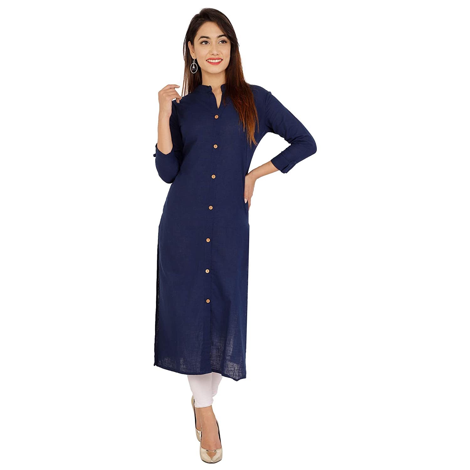 Women Cotton Solid Kurta Bust Size: 34.0-44.0 Inch (In)
