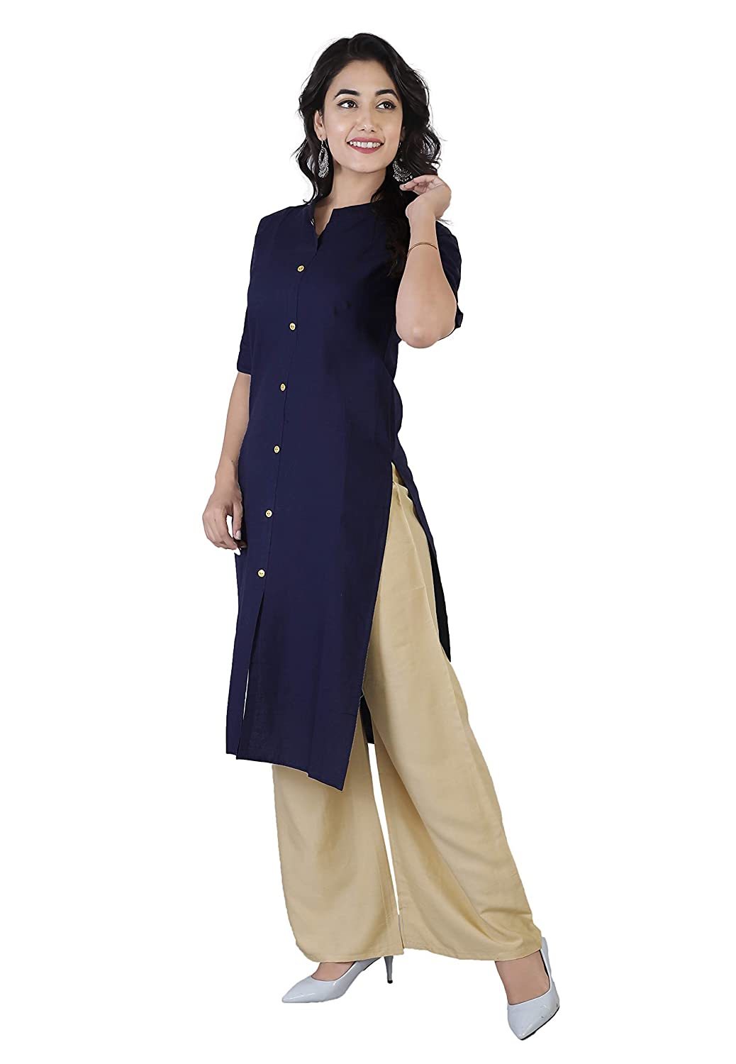 Women Cotton Solid Kurta Bust Size: 34.0-44.0 Inch (In)