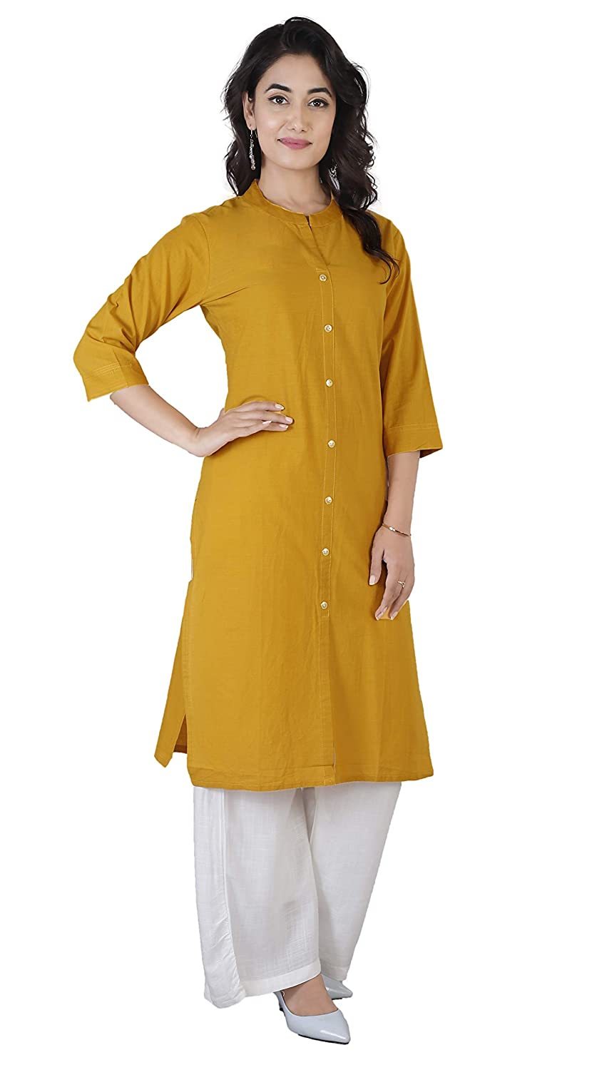 Women Cotton Solid Kurta Bust Size: 34.0-44.0 Inch (In)